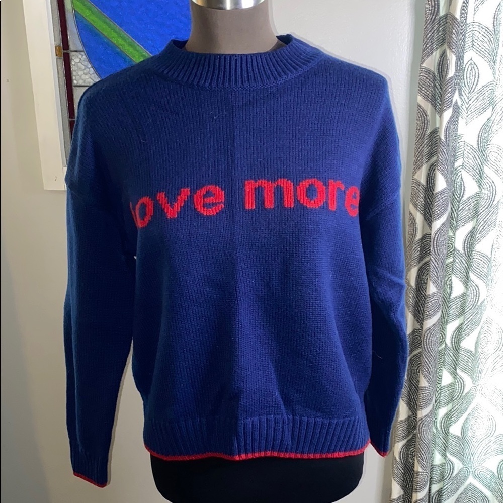 Wear For Good “Love More” Navy Blue Crew Neck Sweater